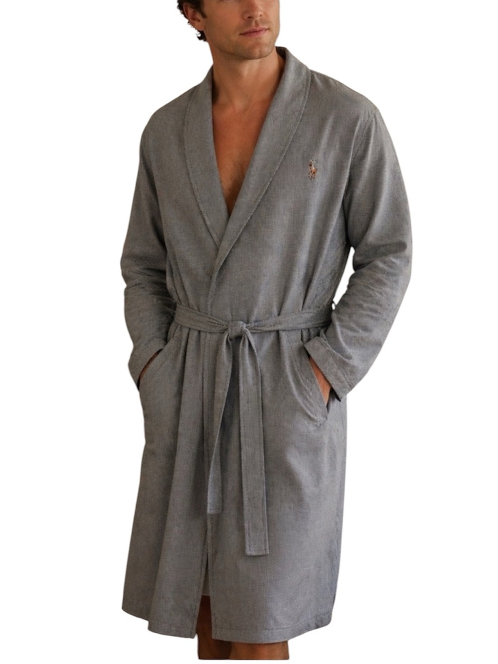 Polo by Ralph Lauren Oxford Cotton Lightweight Robe Black White Small/Medium NWT